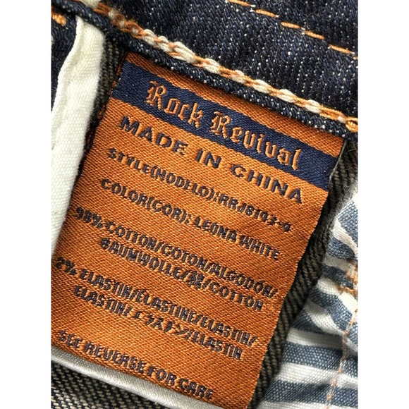 Rock Revival Jeans Womens Sz 29 Blue Leona Boot Mid Rise Thick Stitch Short Read - Picture 9 of 16